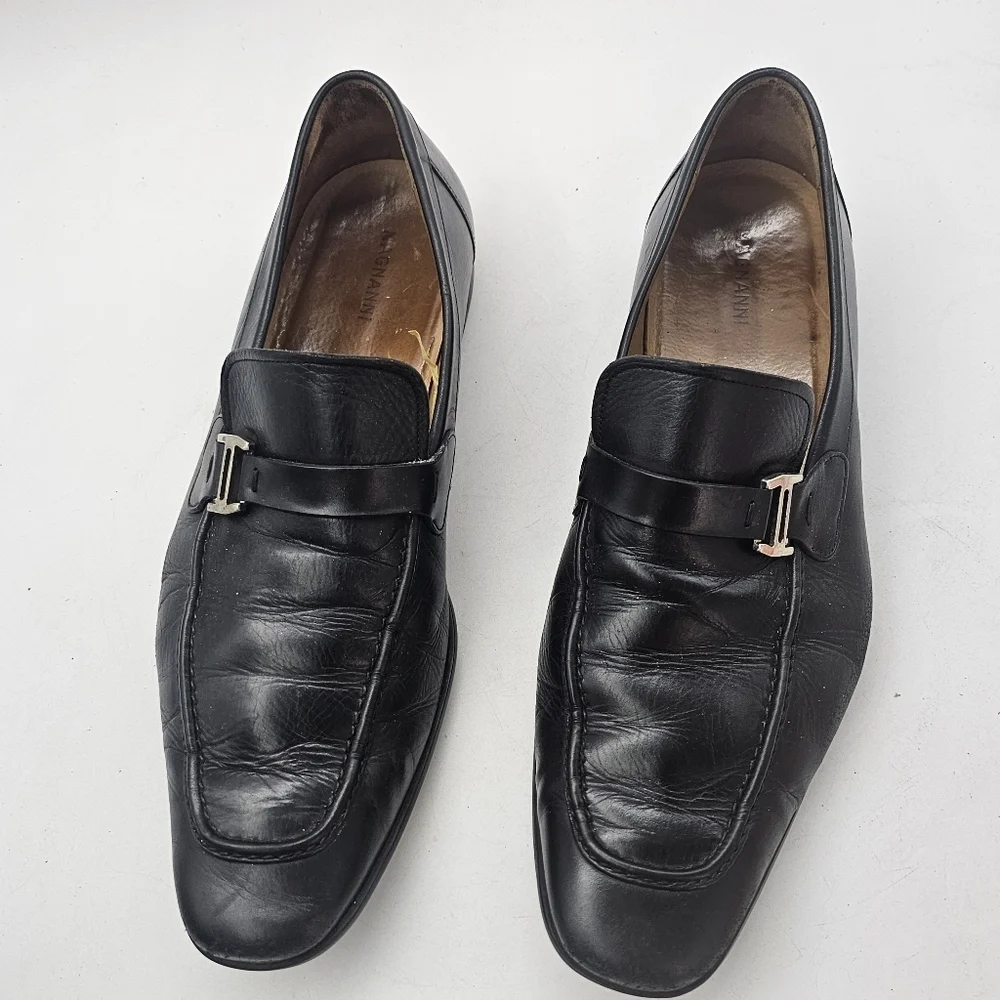 Magnanni Lino Buckle Loafers – Men’s Size 11.5 Black Leather , Made In SPAIN